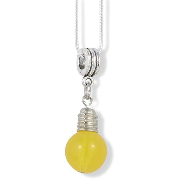 Light Bulb Yellow Charm Necklace Pendant Jewelry - Picture 1 of 4